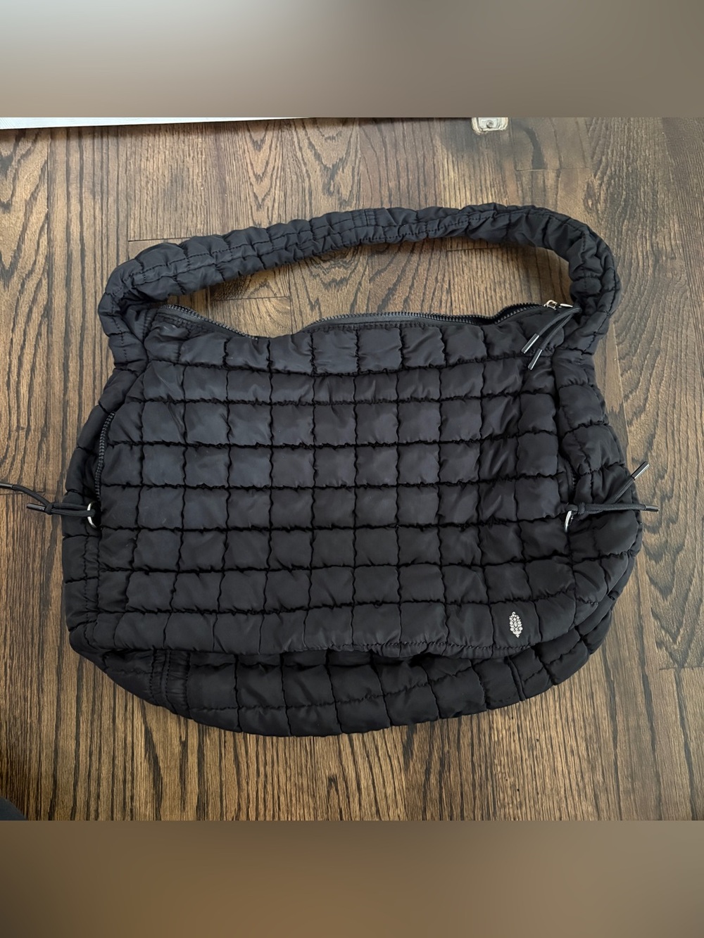 Free People Quilted Black Hobo Shoulder Bag